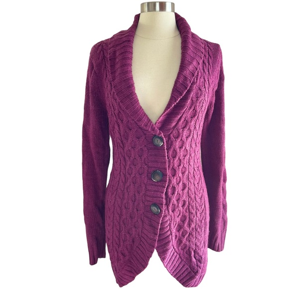 Glimmer by JJ Basics Sweaters - GLIMMER by JJ BASICS Magenta Circle Sweater Cardigan